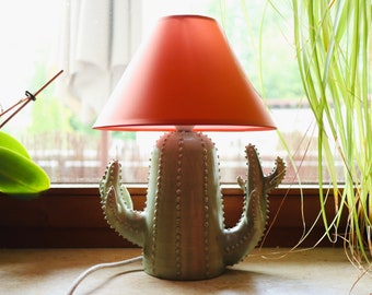 Keramik Kaktuslampe Tischlampe, einzigartig - Kunstwerk, handgemacht getöpert