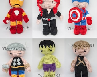 A amigurumi avengers with crochet technique. Wonder. Stuffed toy. Movie Superheroes