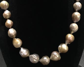 Champagne Baroque Pearls with 14kt Gold Clasp