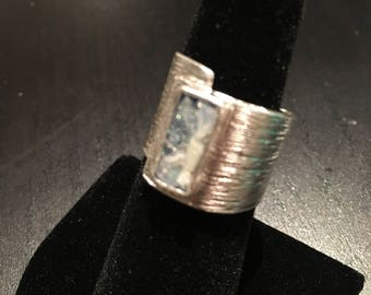 Ancient Roman Glass (500-1000AD) and Sterling Silver Ring