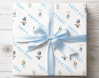 Wonderful Land Blue Birthday Wrapping Paper A2 Sheet