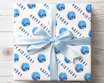 Gamer Blue Birthday Wrapping Paper A2 Sheet