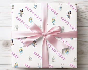 Wonderful Land Pink Birthday Wrapping Paper A2 Sheet