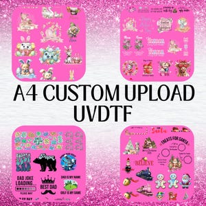 Custom UVDTF Decals Gang Sheet A4 Size UK Supplier