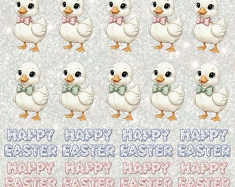 Happy Easter Dicky Bow Ducklings A3 Gang Sheet UVDTF or DTF Prints