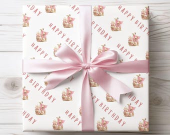 Pink Pirate Birthday Wrapping Paper A2 Sheet