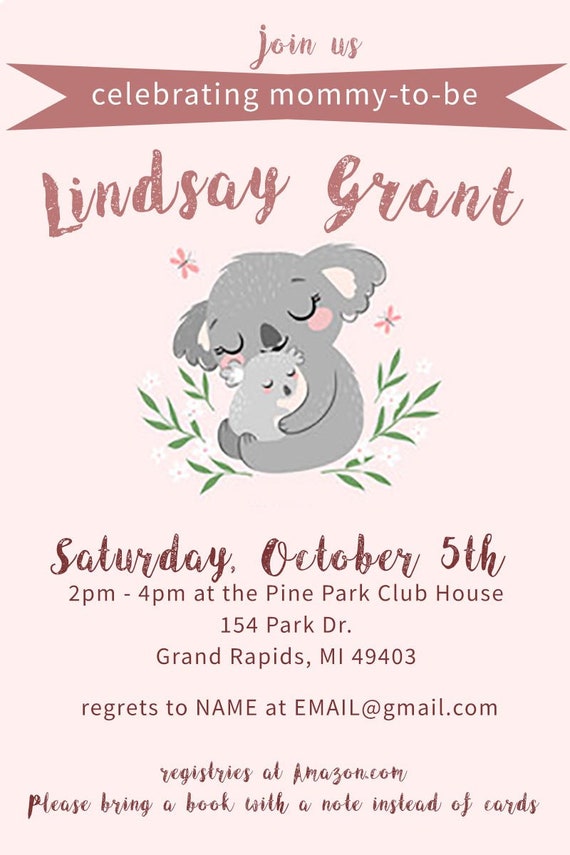 Baby Shower Invitation Baby Koala Etsy Baby Shower Invitation Baby Koala Etsy