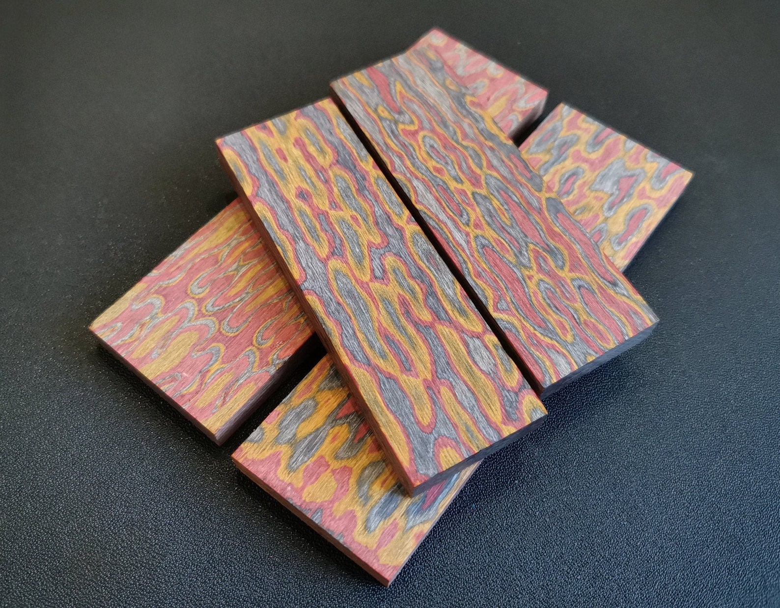Laminated colored plywood for handles. Damask steel and Mokume Etsy
