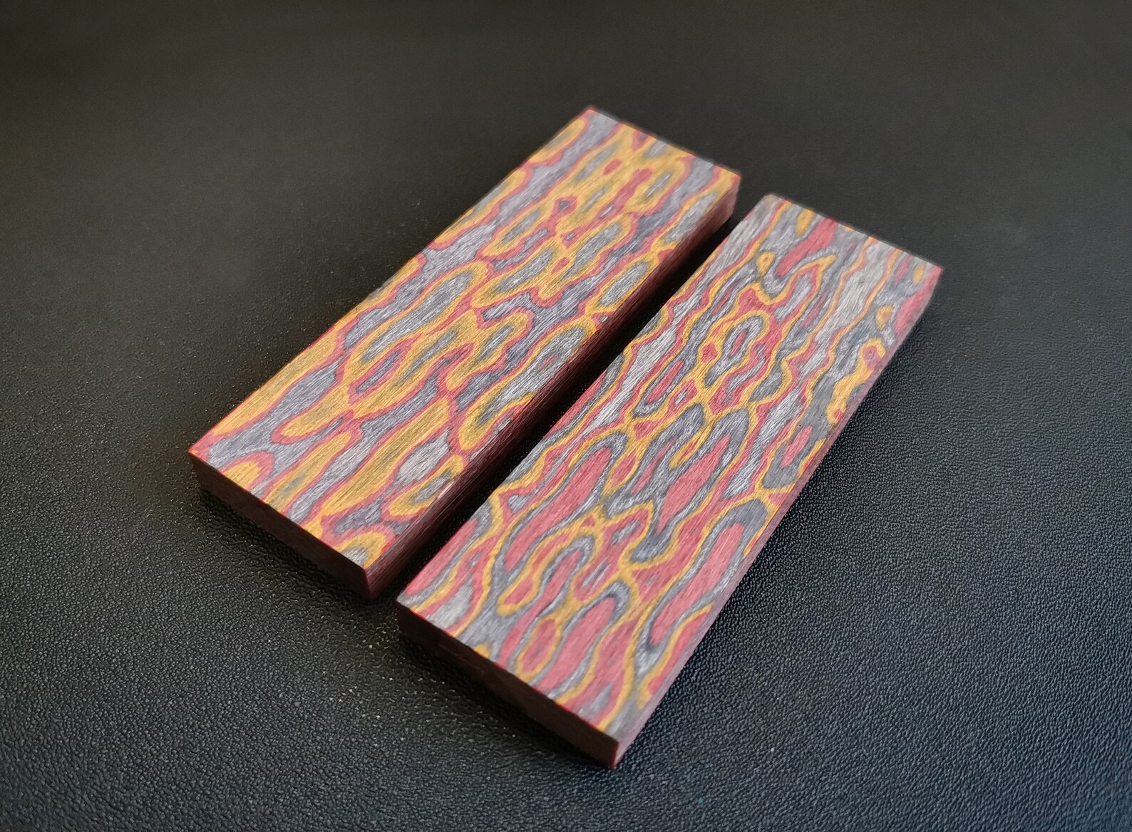 Laminated colored plywood for handles. Damask steel and Mokume Etsy