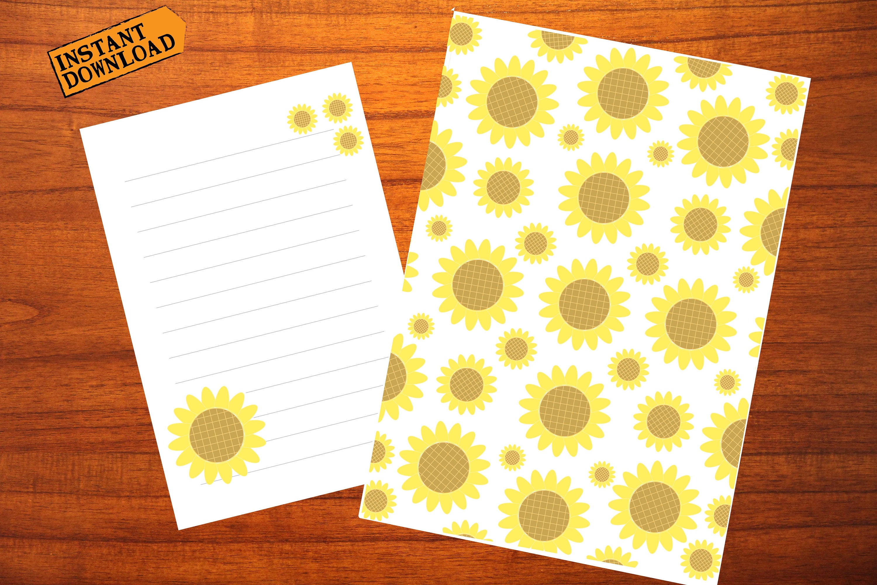 Sunflower Printable Stationery Sunflower Stationery Download | Etsy