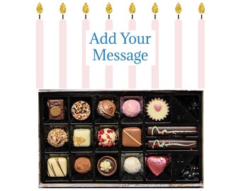Personalisierte Schokoladen-Geschenkbox | 16 Box | Rosa Kerzen