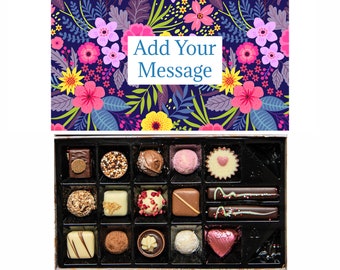 Personalisierte Schokoladen-Geschenkbox | 16 Box | Lila Blumen
