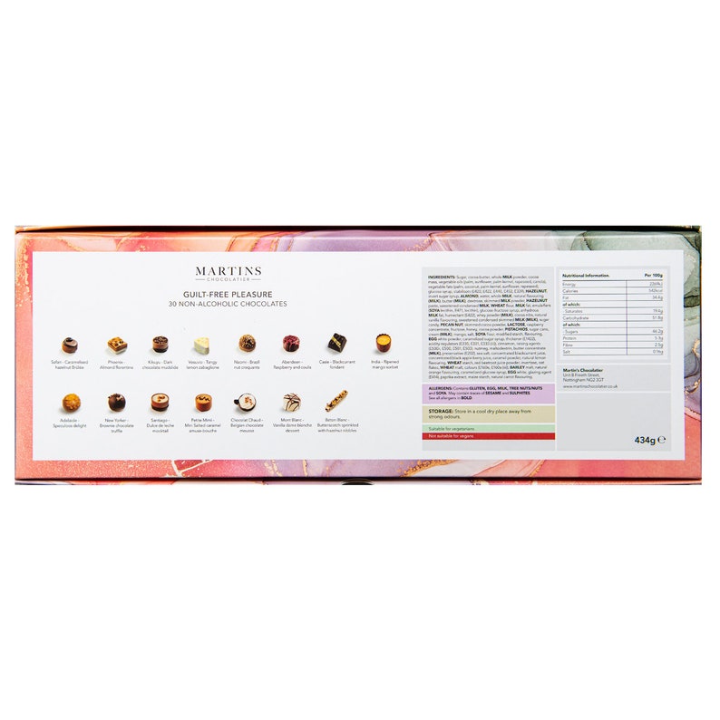 Alcohol-Free Chocolate Assortment by Martin's Chocolatier Gift Box with 30 Chocolates in 15 flavours 434g zdjęcie 4