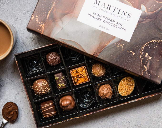 Martin's Chocolatier Marzipan and Praline  Chocolate Collection 16 Box Easter Chocolate Gift Box Chocolate Assortment