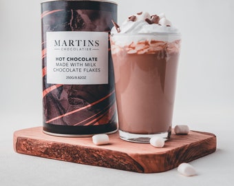 Martins Chocolatier Hot Chocolate Flakes Luxus Belgische Schokolade Flakes für Reichhaltige und Cremige Trinkschokolade Heißer Kakao 250g