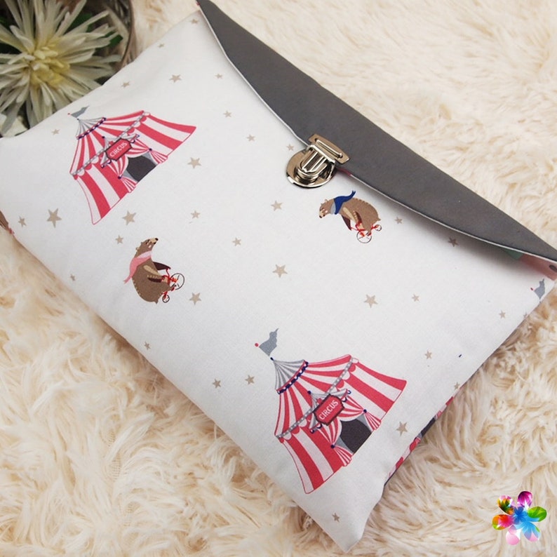 Diaper bag Circus bear pink and white