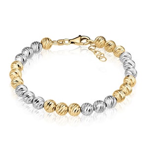 Mira big two tone bracelet Two tone 14k gold beaded bracelet two tone gold bracelet, 14k bracelet, 14 k solid gold bracelet, 14k gold image 2