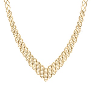 Avior necklace Classic gold v shaped beaded necklace image 4