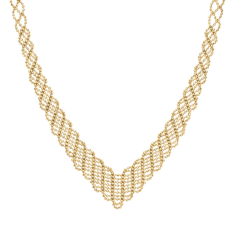 Avior necklace Classic gold v shaped beaded necklace image 4