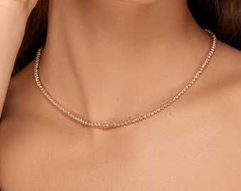 Mira rose necklace medium - 14k rose gold Beaded necklace - 14k solid rose gold bead necklace, diamond cut beads, sparkly, for woman