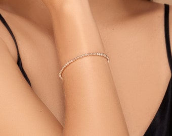 Mira rose bangle medium - 14k gold Beaded Bracelet - 14k bracelet, 14 k solid gold bracelet, 14k gold bracelet women, bracelet beads