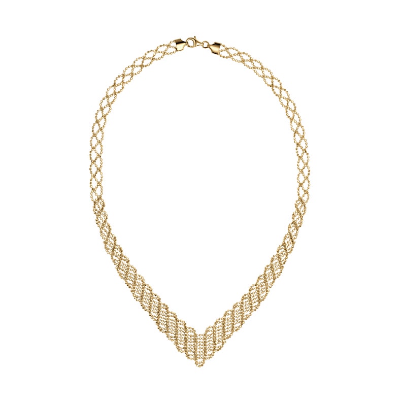 Avior necklace Classic gold v shaped beaded necklace image 5