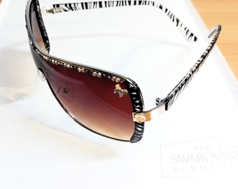 Sparkling on Trend Aviator Sunglasses adorned with Swarovski  -   ZEBRA AND TIGER