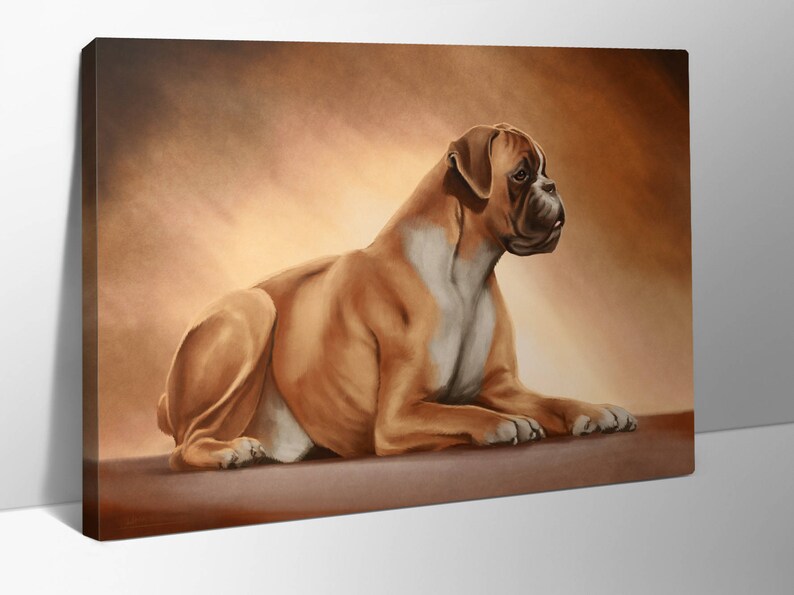 Boxer Dog Print on Canvas Etsy