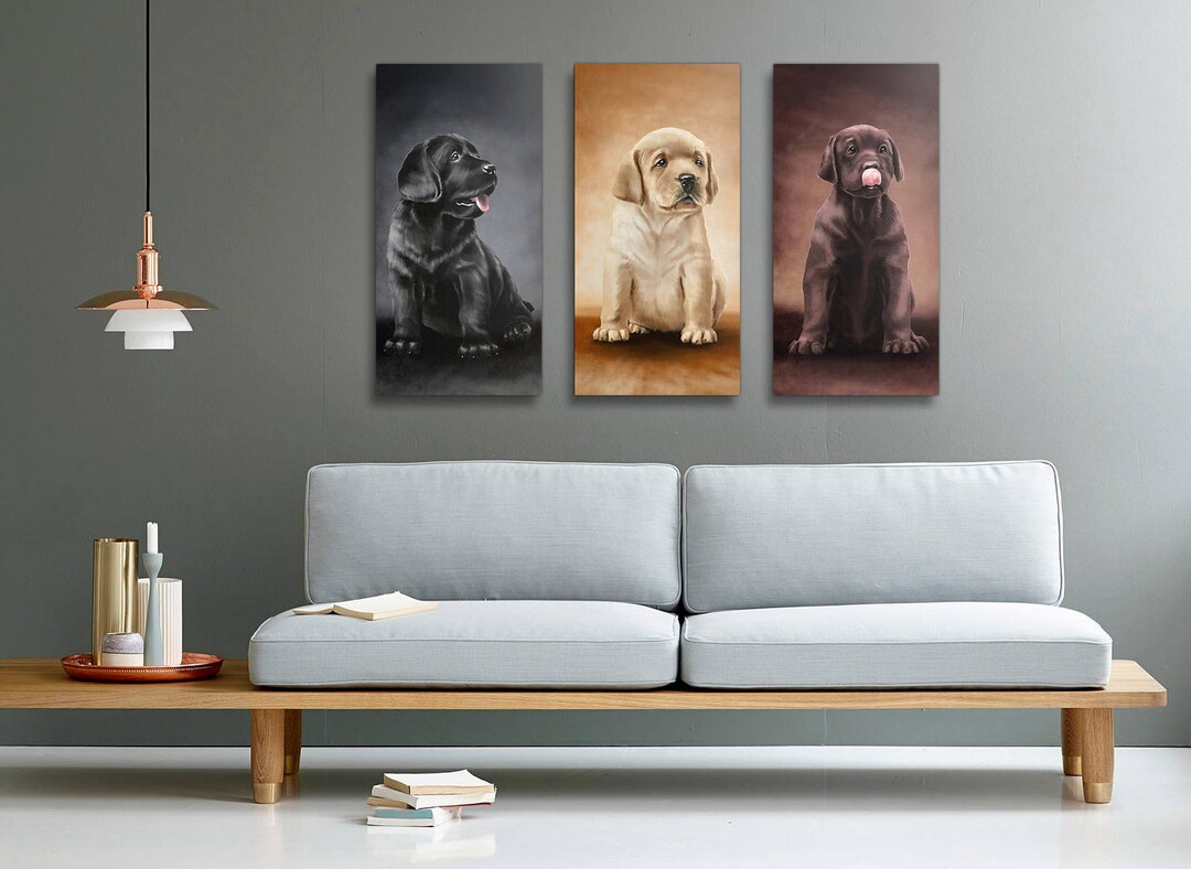 Labrador Retriever Puppies All Three Colors Tryptic on Canvas - Etsy