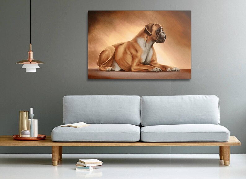 Boxer Dog Print on Canvas Etsy