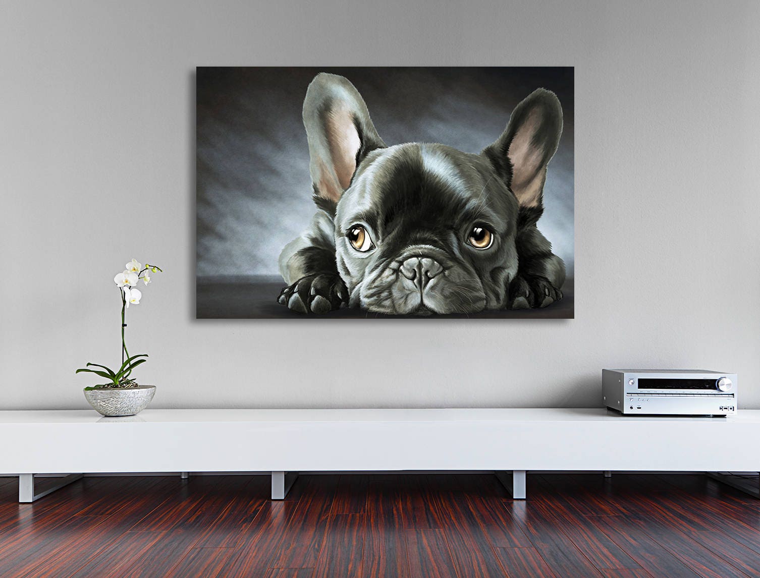 Frenchie French bulldog breed print on canvas | Etsy