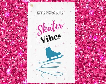Skater Vibes Towel, Personalized Ice Skating Towel, Team Gift, School Sports Towel, Pin Towel, Ice Skater, Sweat Towel, Personalized Athlete