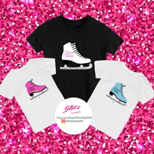 Youth Ice Skate Tee Top, Tee shirt, Kids, Ice Skating Gift, Gift for Skater, Holiday Gifts, Skating Lovers, Figure Skaters, Pink Ice Skate,