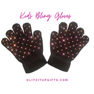 Fashion Rhinestone gloves, Crystalized Ice Skate Winter Gloves, Bedazzled Bling Gloves, Figure Skater, Skating Party, Toddler or Kids Gloves