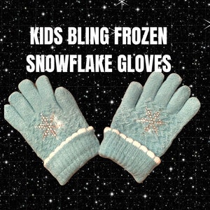Winterhandschoenen voor kinderen, schaatshandschoenen, leren schaatsen, ijsprinses-stijl, gebreide handschoenen met strass sneeuwvlokontwerp, cadeau-idee