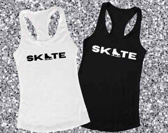 Teen, Adult, Ice Skate Racerback Tank Top, Ice Skating Gift, Gifts for Skaters, Skating Party, Figure Skater Tank Top, Skater tee, Athletic