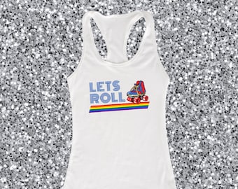 Teen, Adult, Roller Skater Tank tee for Skaters who want a Retro Vibe, Roller Skating Skater Girls Glide in Style. 70's Disco Diva, Wheels