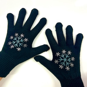 Snowflake Rhinestone Gloves, Crystalized Ice Skate Gloves, Bedazzled Bling, Figure Skater, Fashion gloves, Ice Skate, Adults, Teen, Kids