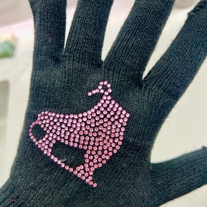 PINK Skate Rhinestone Gloves, Crystalized Ice Skate, Bedazzled Bling Gloves, Figure Skater, Sparkle gloves, Ice Skate, Adults, Teen, Kids