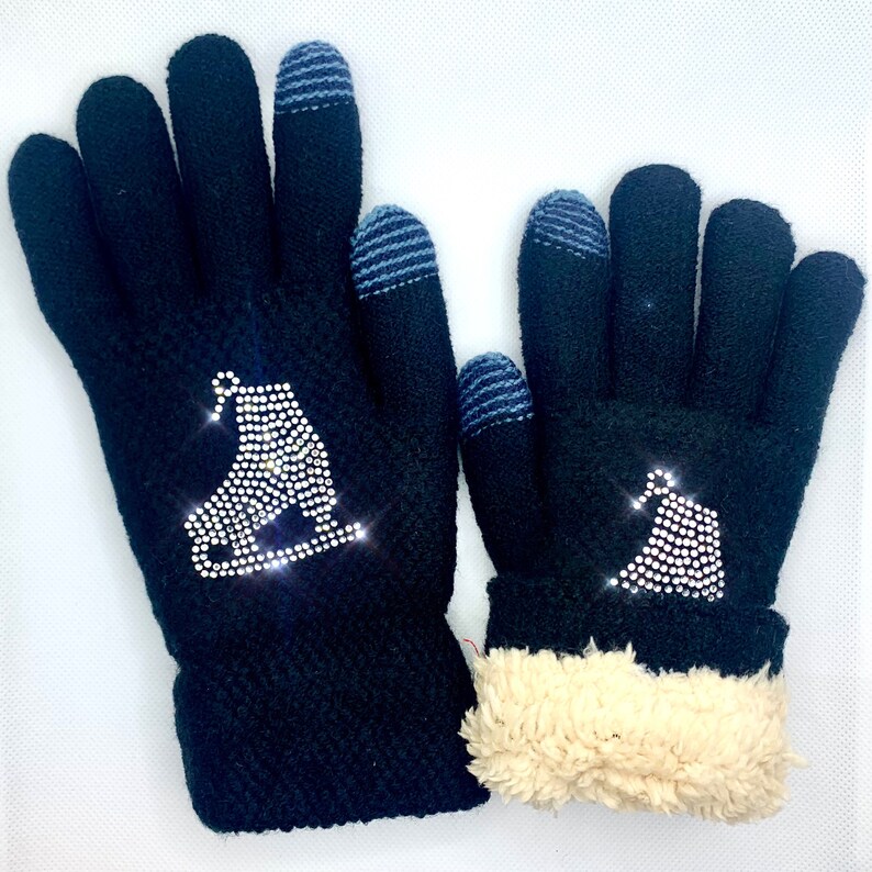 Gray Winter Gloves for Teens and Adults Rhinestone Gloves Etsy