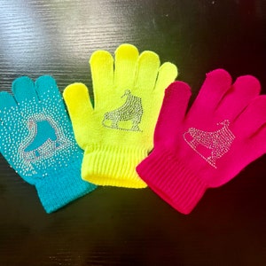 Kids Rhinestone gloves, Pink Winter Gloves, Crystalized Ice Skate Gloves, Bedazzled, Bling, Figure Skater Party, Fashion Sparkle Gloves,