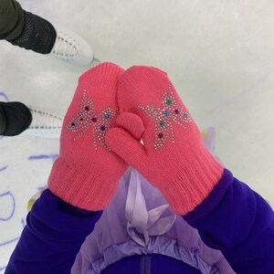 Peuter Strass Wanten, Wanten met Sneeuwvlokken en Crsystals, Fleece gevoerd, Bling Winter Wanten voor kinderen, kerstcadeau ideeën