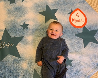 Baby Blanket with Stars, Custom Sweatshirt Fleece Blanket, Tye Dye Blanket, Warm Cozy Blanket, Baby shower, Christmas gift ideas, Ice Skater
