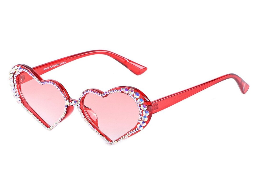 Rhinestone Heart Sunglasses Bling Sunglasses Costume Etsy