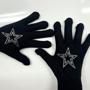 Star Rhinestone Gloves, Crystalized Ice Skate Gloves, Bedazzled Bling, Figure Skater, Fashion Sparkle gloves, Ice Skate, Adults, Teen, Kid
