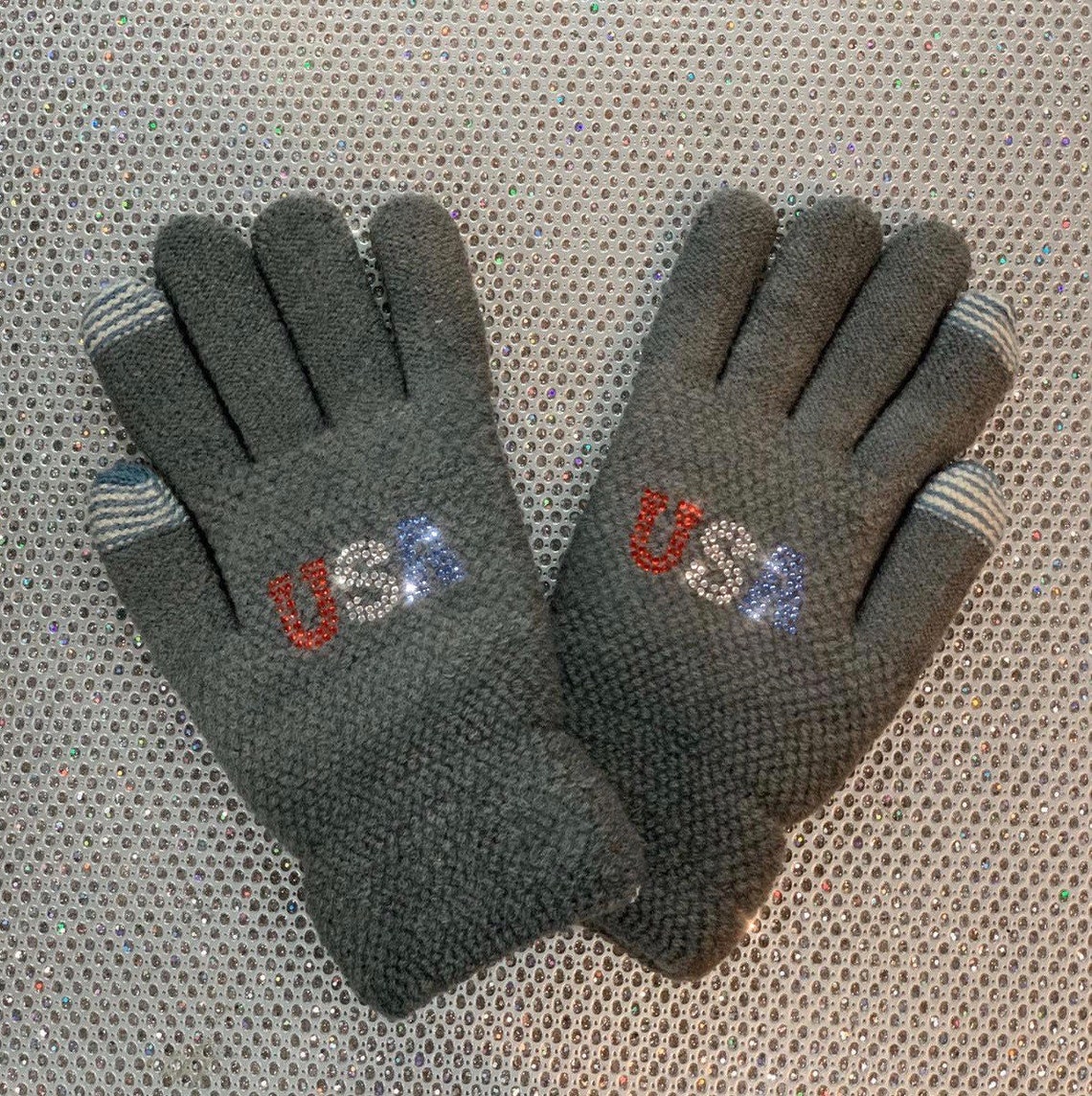 Pink Winter Gloves for Teens and Adults Rhinestone Gloves Etsy