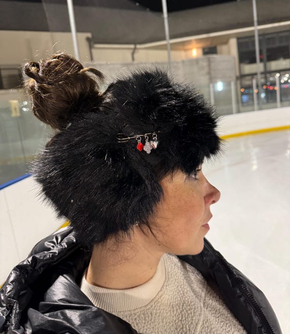 NEW Black Faux Fur Headband Winter Ski Y2K SNOW BUNNY Fluffy Faux Fur Black Winter Ski Headband  main image 4