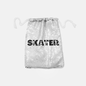 Flip Sequin Skater Vibes Drawstring bag, Figure Skater Sports Tote Backpack Glitter and Glitz for Skaters, Skating Party Gift! Rink Gear bag