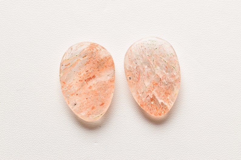 Pair Of SUNSTONE /& CRYSTAL FACETED Doublet Uneven Shape Flat Rose Cut 22x15 mm Natural Loose Gemstone Cabochon Stone Unique Rare Gemstone