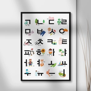 DIGITAL ONLY/download/hangeul hangul koreanisches Alphabet/Aquarell Poster/Illustration Design/Prints/Kinder Geschenk/Tier/Wand dekor